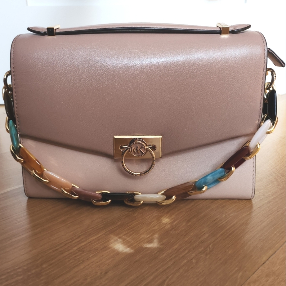 Michael Kors Envelope Accordion Shoulder Crossbody Bag Pink Nude
